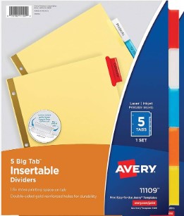 Separadores para carpeta 5 divisiones Avery