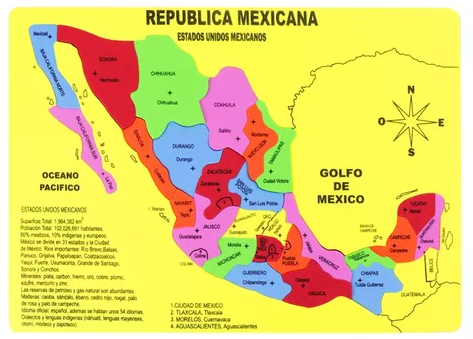 Mapa Didáctico República Mexicana Dix