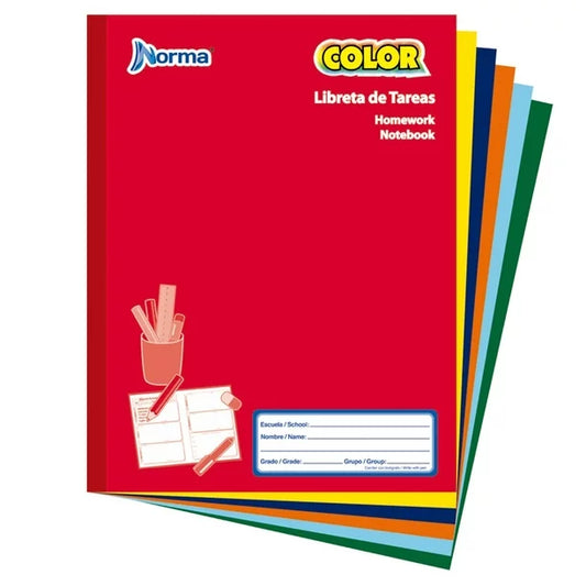 Cuaderno Norma Bilingue "Libreta de tareas" 48 hojas colores