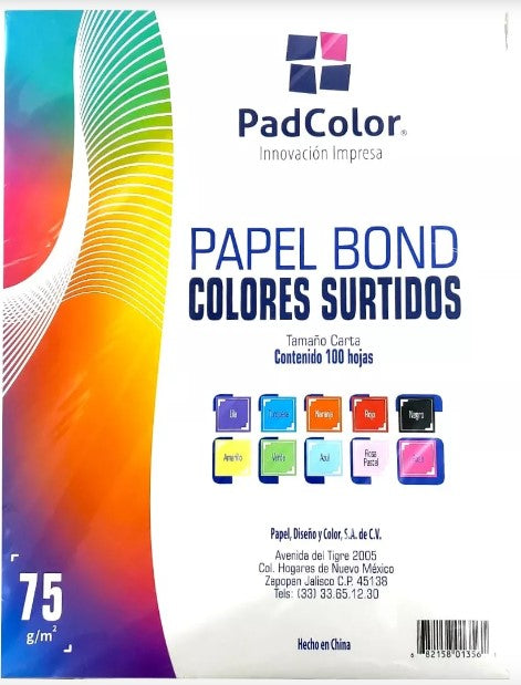 Papel Bond Colores Surtido Tamaño Carta