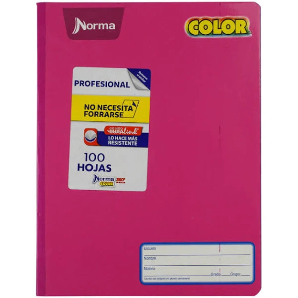 Cuaderno Profesional Norma Cuadro Gde 7mm Color 100 hojas