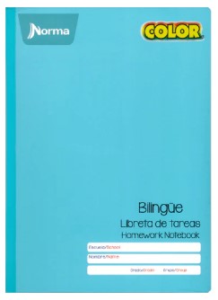 Cuaderno Norma Bilingue "Libreta de tareas" 48 hojas colores