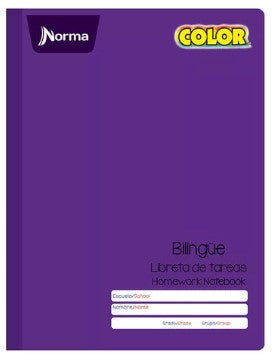 Cuaderno Norma Bilingue "Libreta de tareas" 48 hojas colores